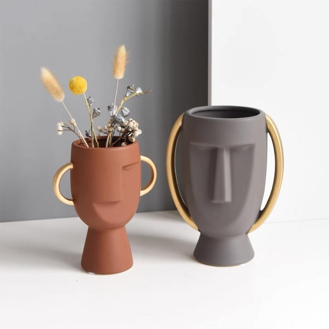 Head flower pot ceramic vase