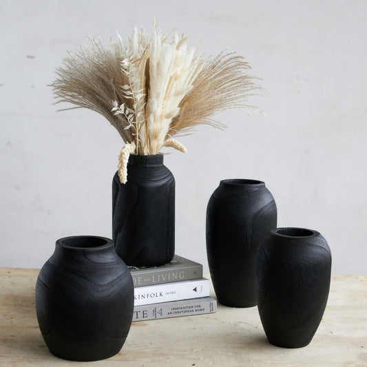 Black modern wooden vase