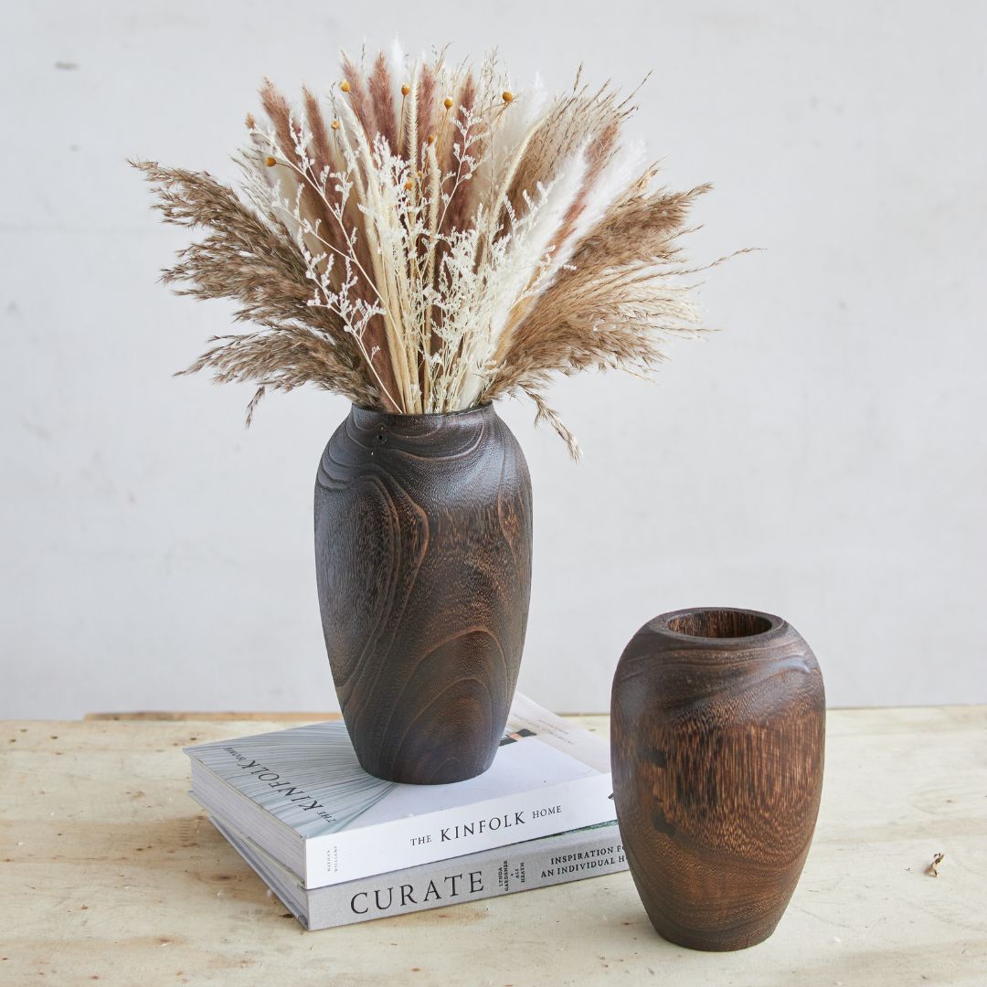 Brown wooden vase
