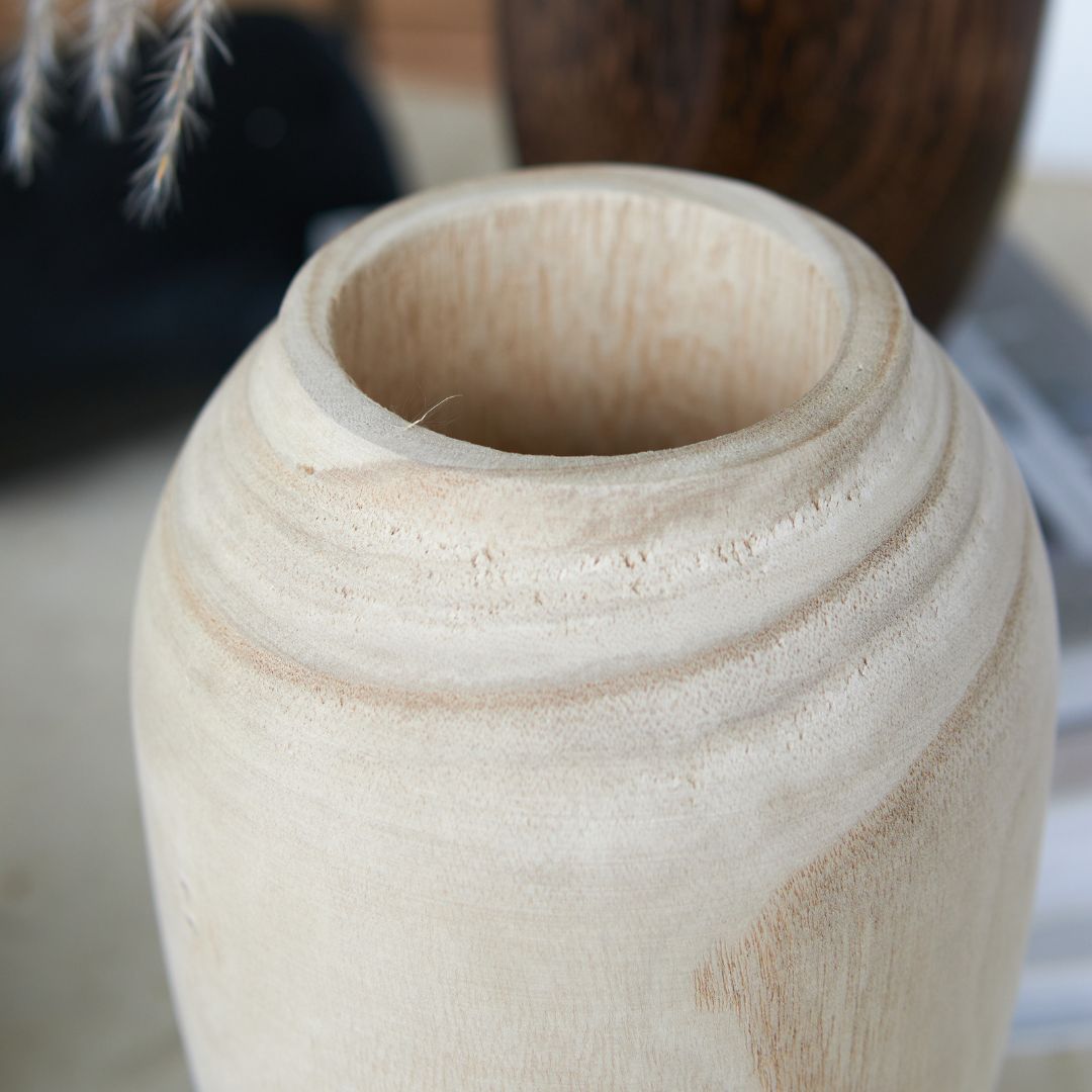 Beige textured wooden vase