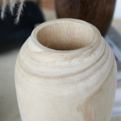 Beige textured wooden vase