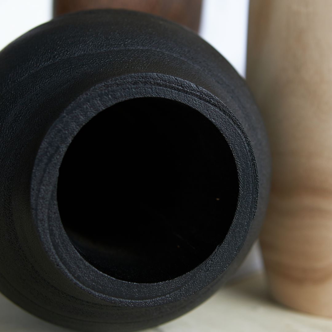 Black modern wooden vase