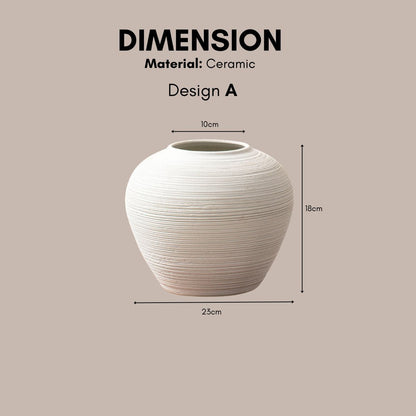 Oval white ceramic vase