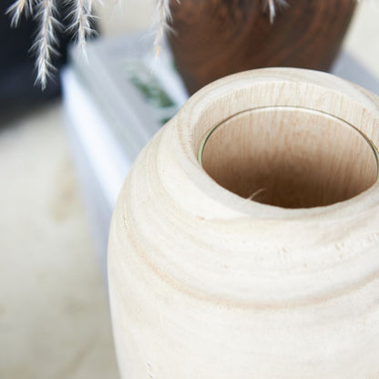 Beige textured wooden vase