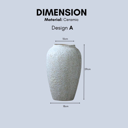 White rough ceramic decorative vase