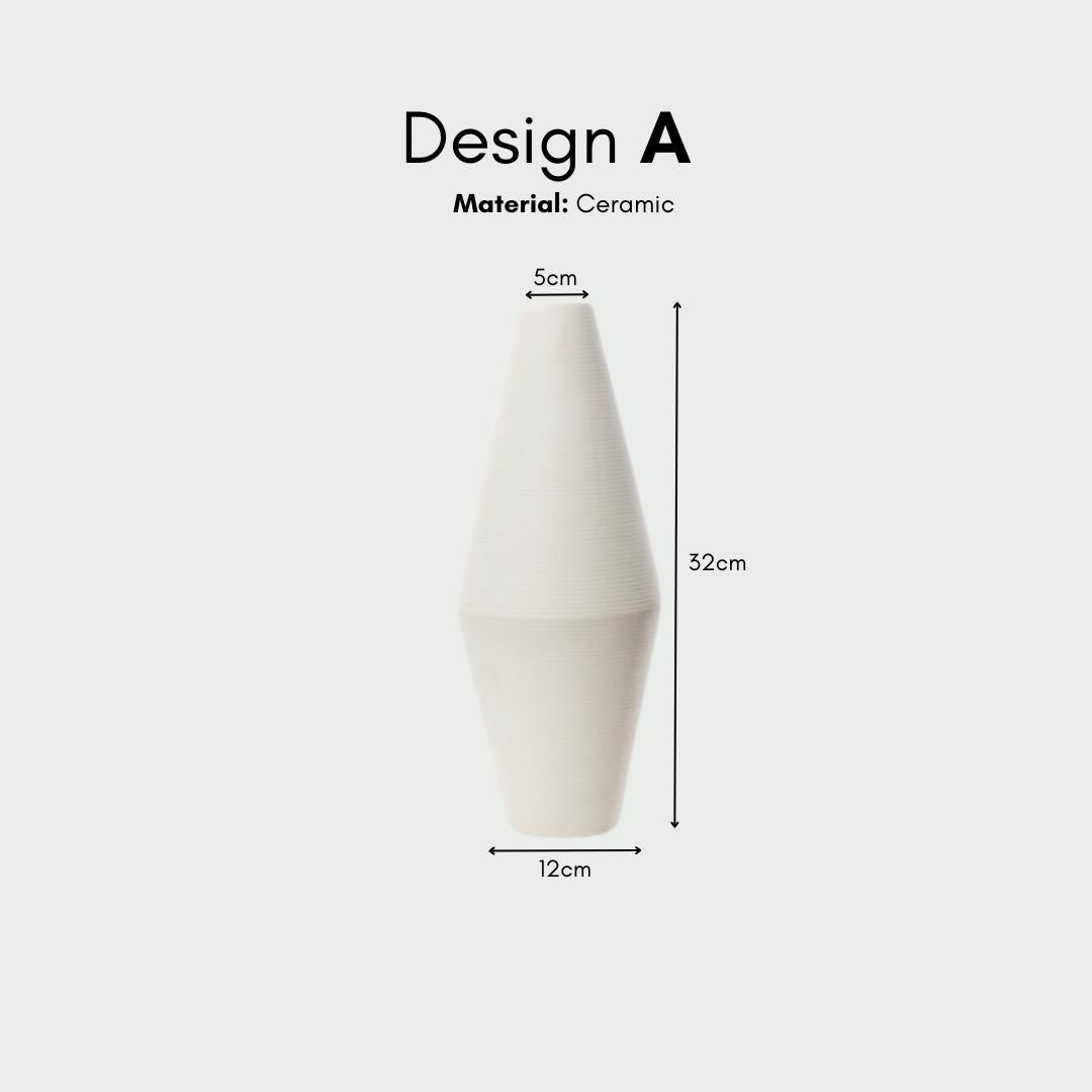 White three-piece ceramic decorative vase set