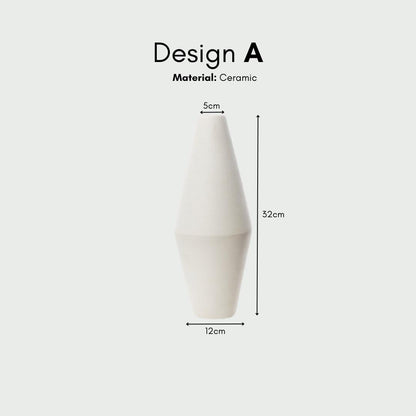 White three-piece ceramic decorative vase set