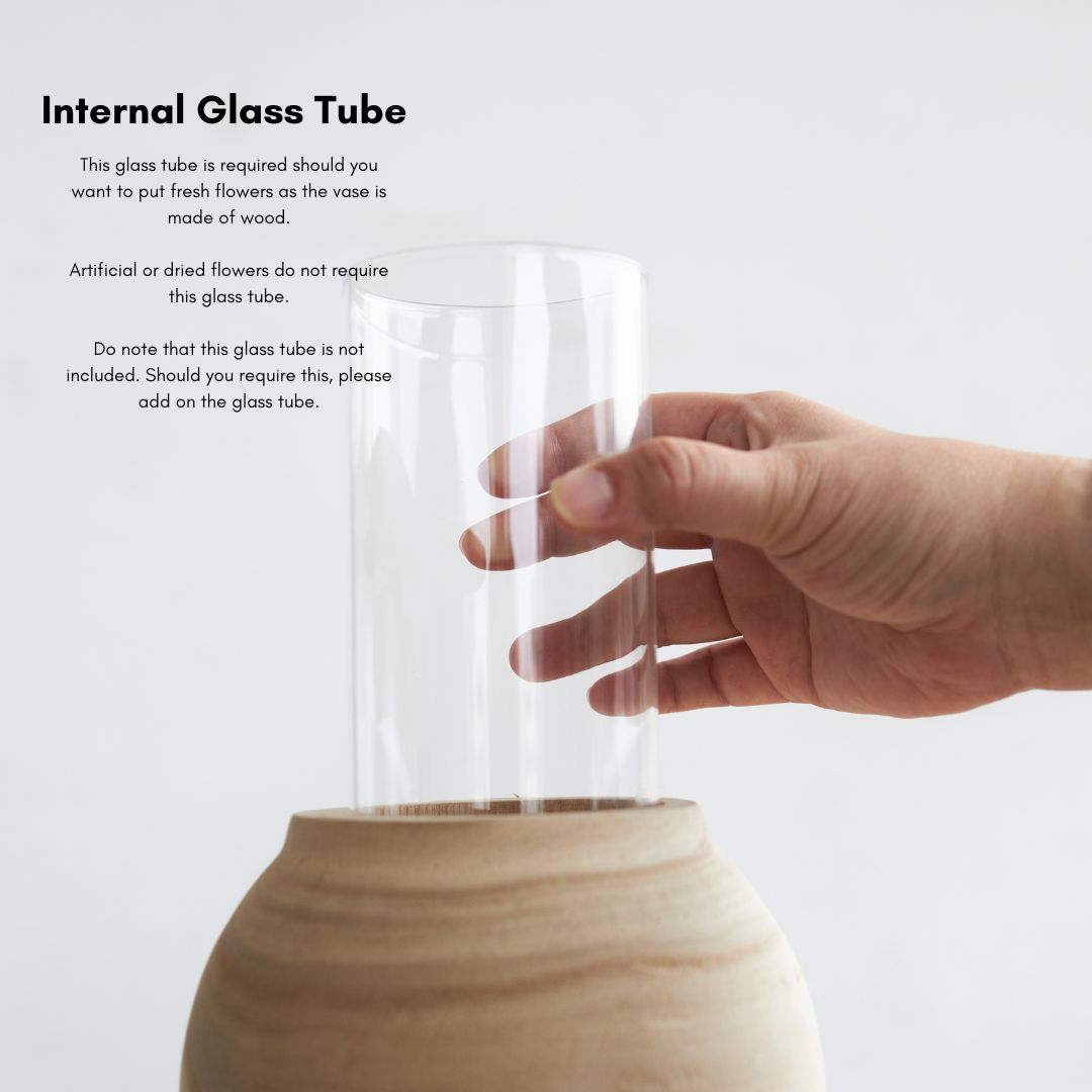 Beige textured wooden vase