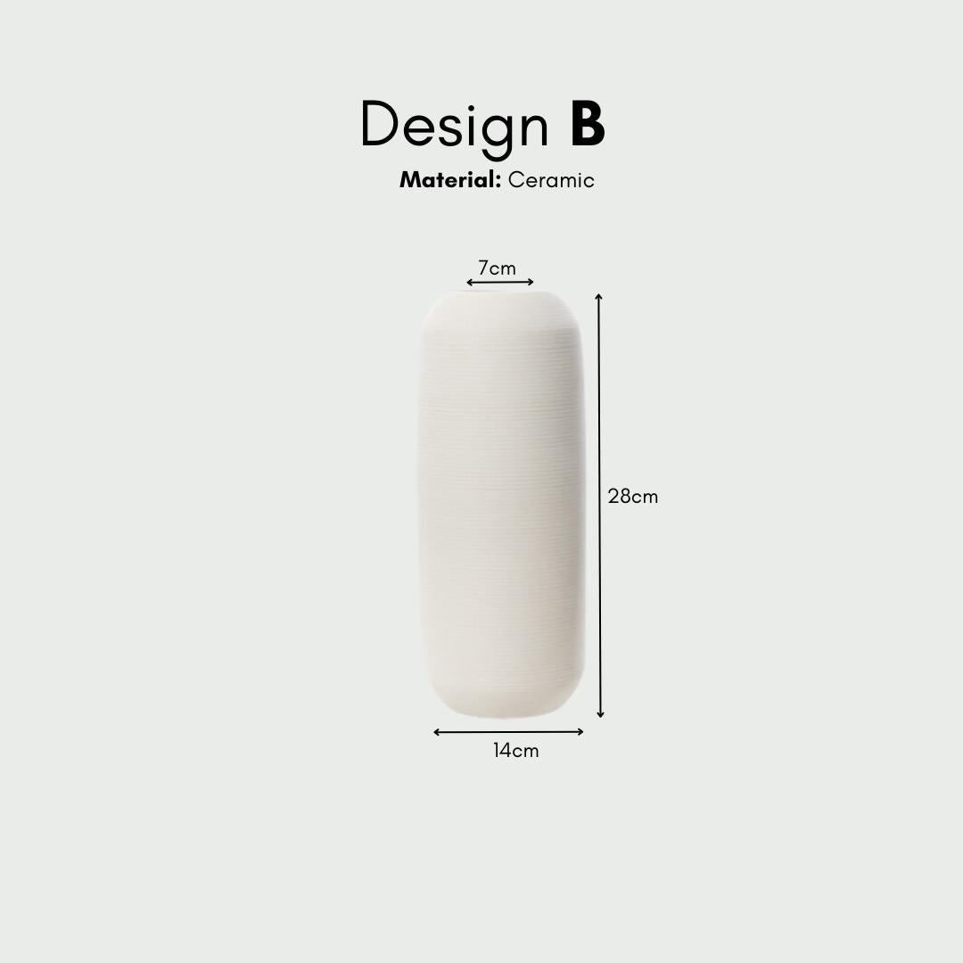 White three-piece ceramic decorative vase set