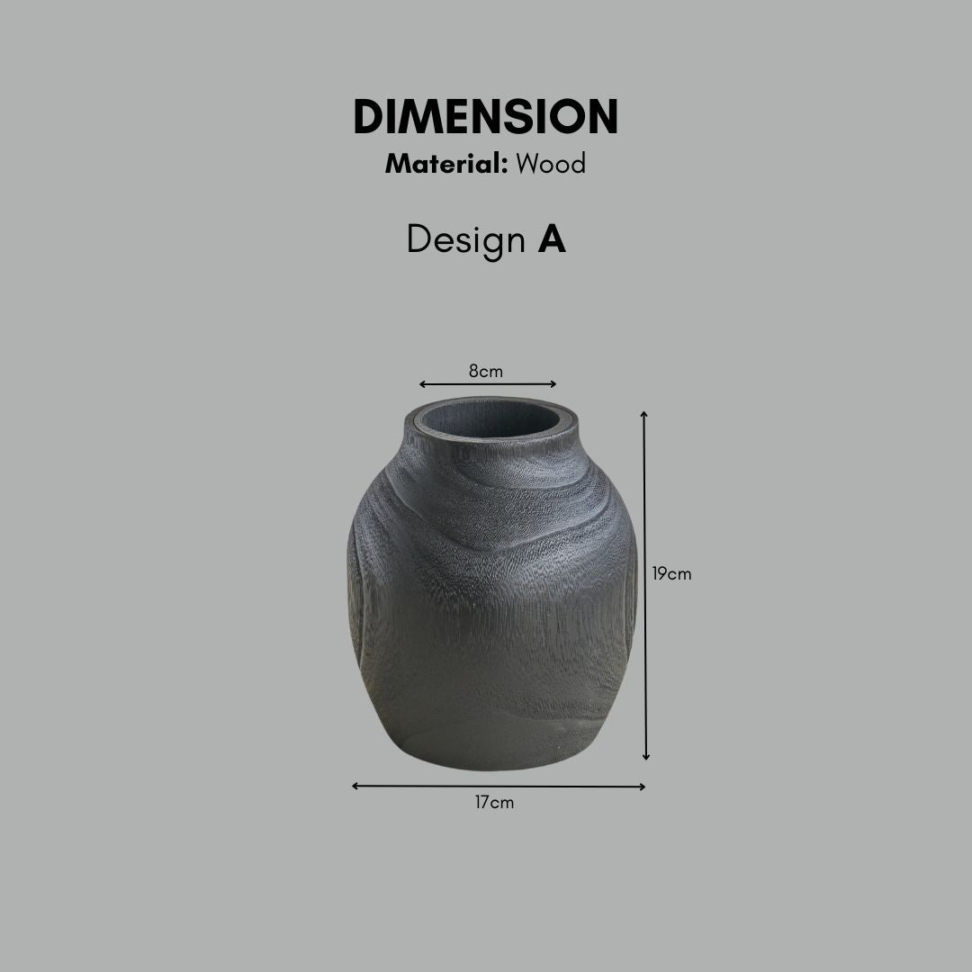 Black modern wooden vase