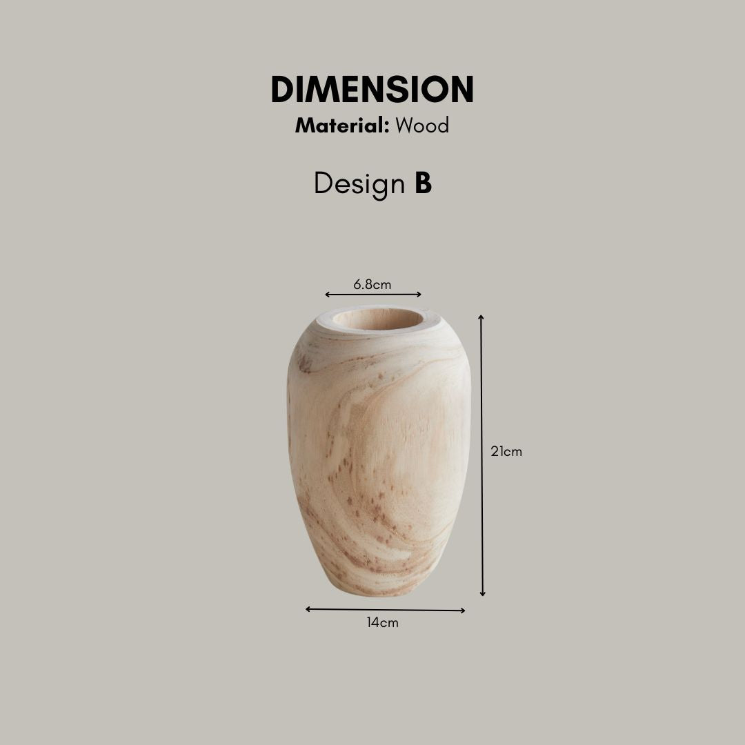 Beige textured wooden vase