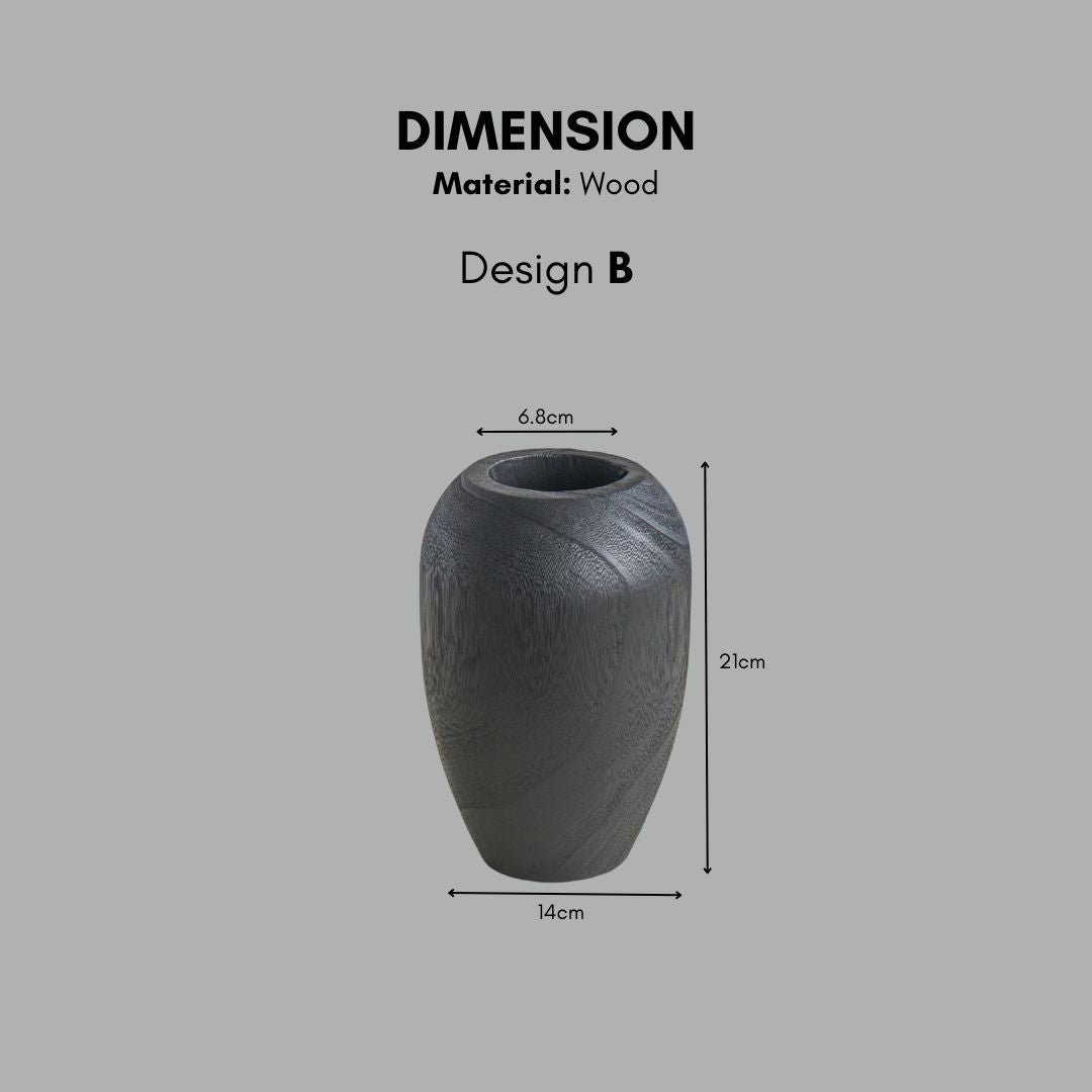Black modern wooden vase
