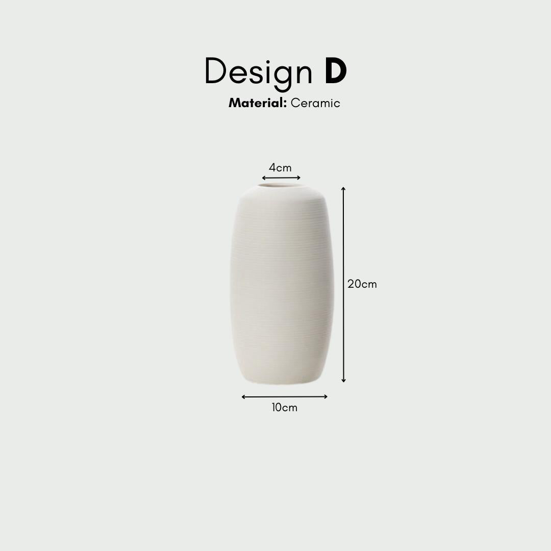 White three-piece ceramic decorative vase set