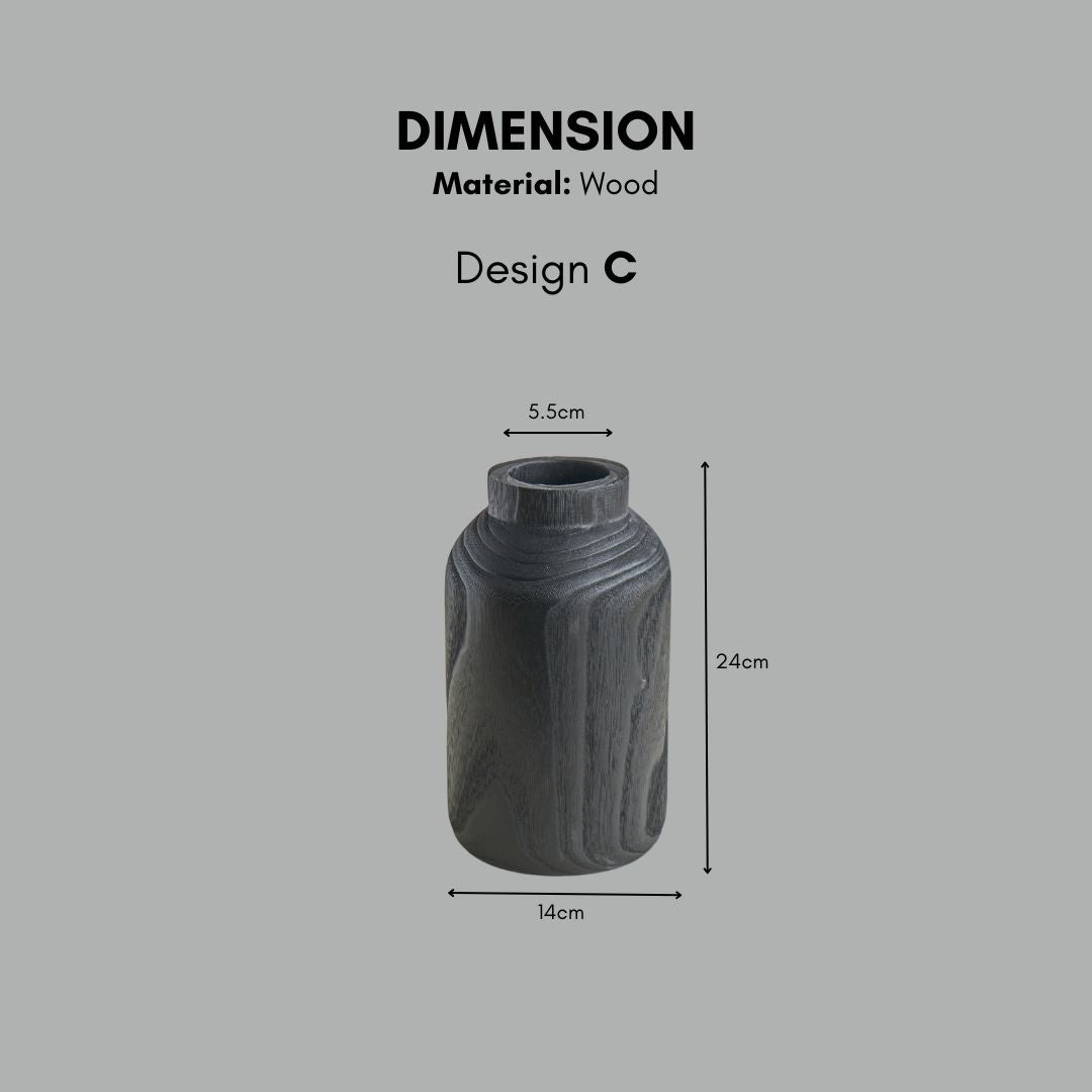 Black modern wooden vase