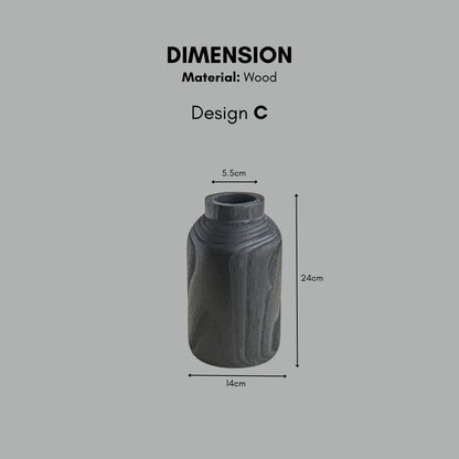 Black modern wooden vase