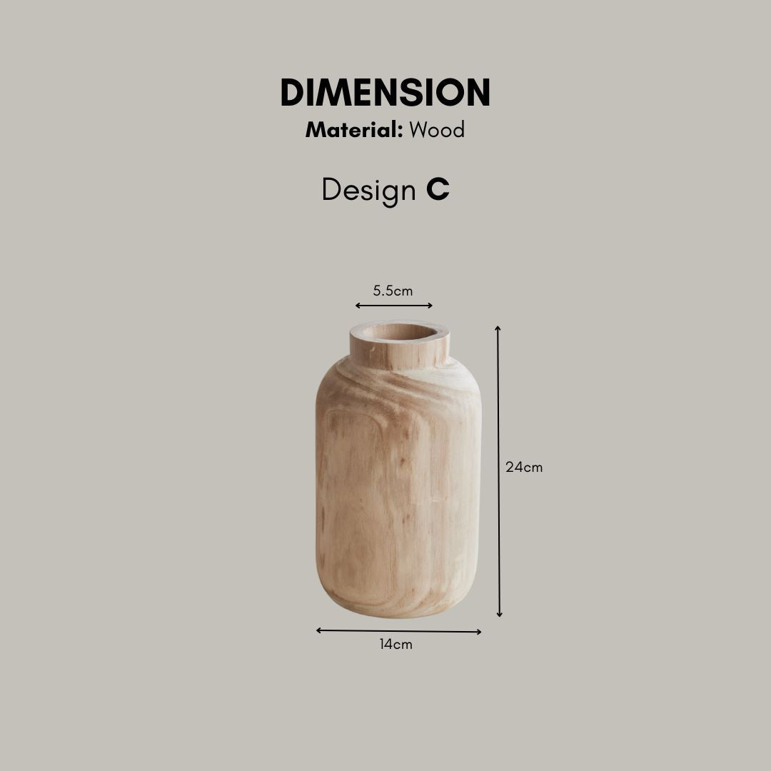 Beige textured wooden vase