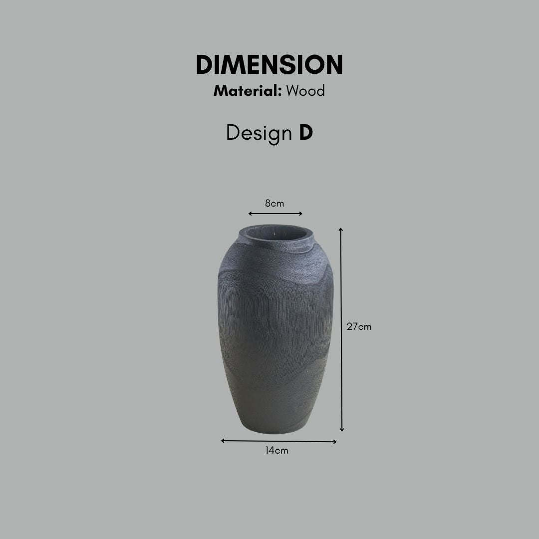 Black modern wooden vase
