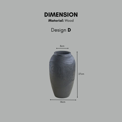 Black modern wooden vase