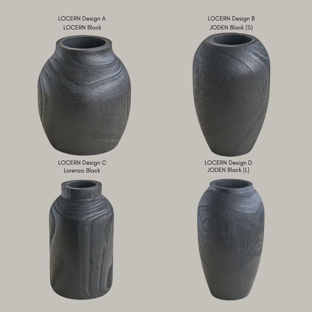 Black modern wooden vase