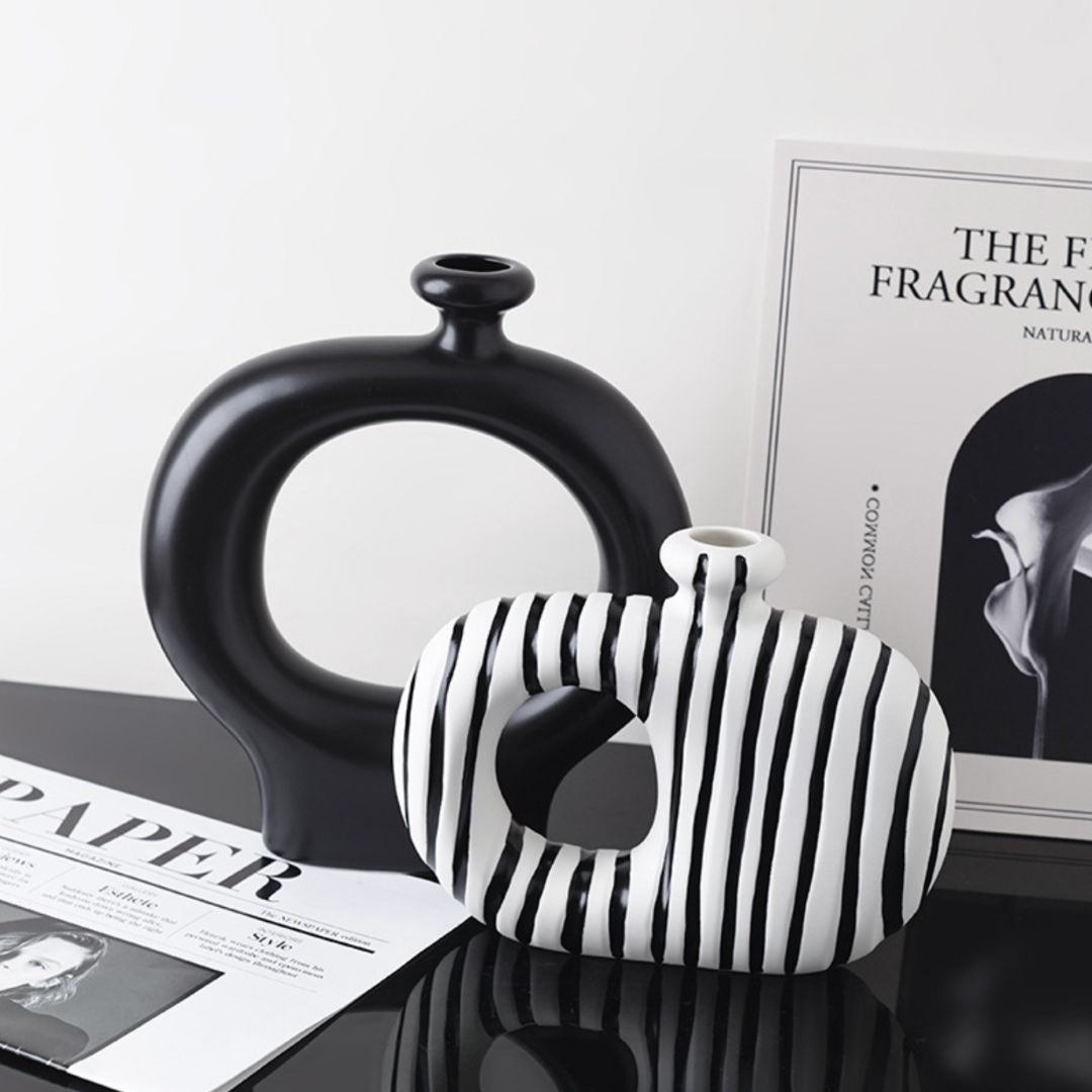 Striped Decorative Vase Set