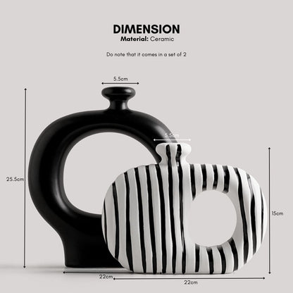 Striped Decorative Vase Set